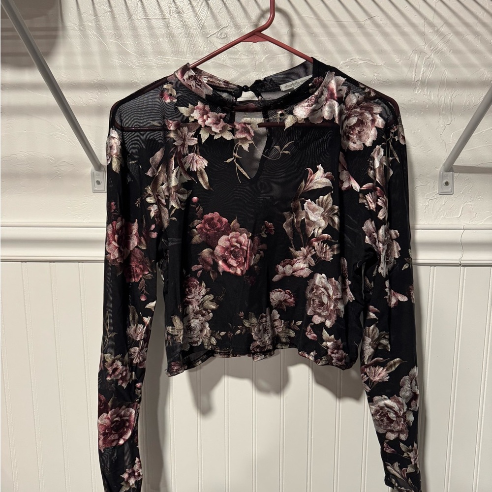 Floral Mesh Long Sleeve Top